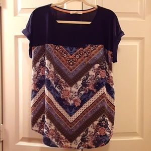 Navy color w/floral and miscellaneous pattern top